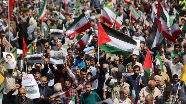 Iranians attend an anti-Israel rally in Tehran, Iran
